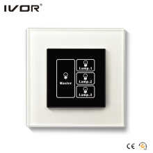 Panel táctil con interruptor de iluminación de 3 pandillas con marco de cristal maestro de control (HR1000-GL-L3M)